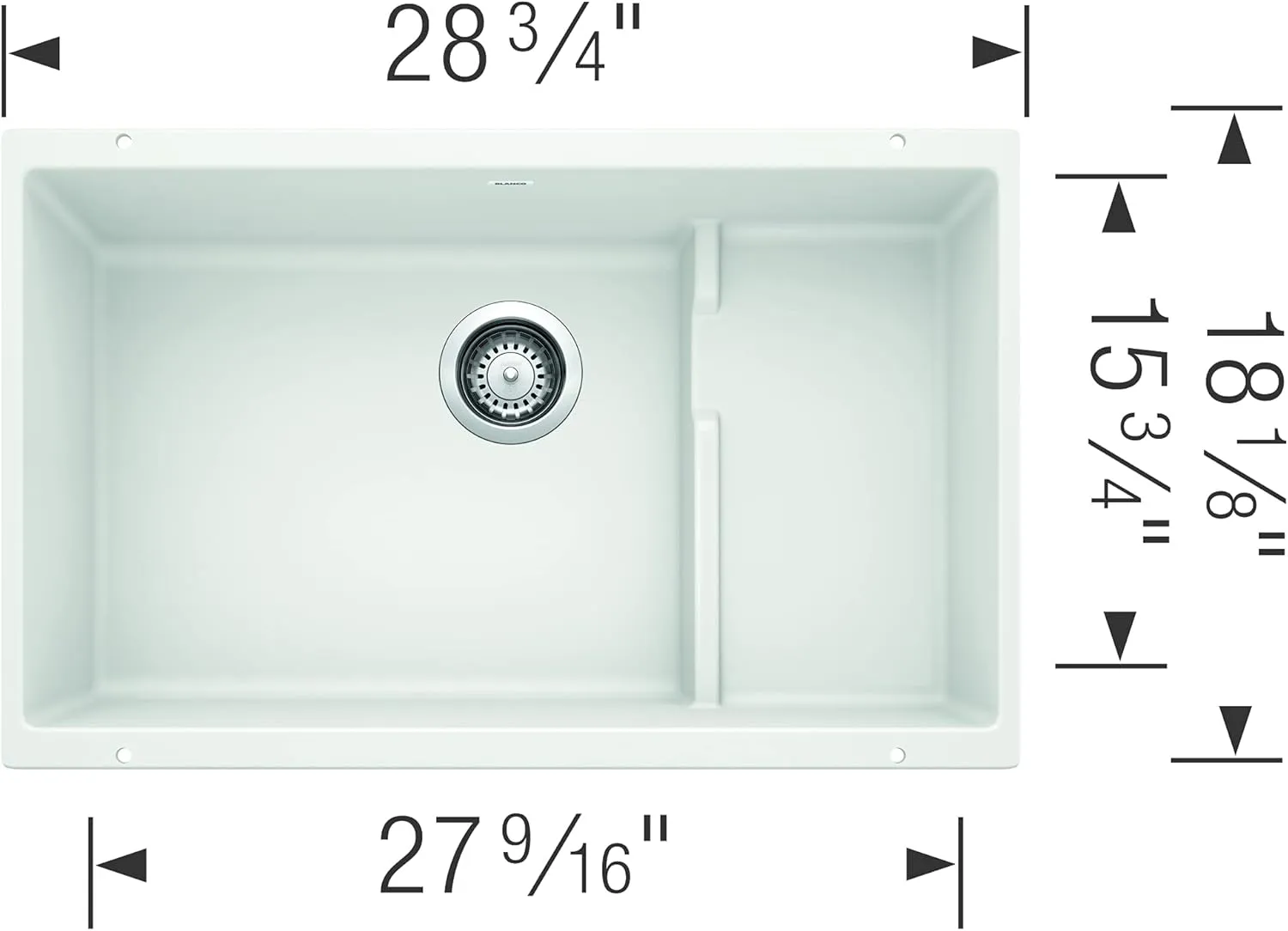 BLANCO, White 519453 PRECIS CASCADE SILGRANIT Undermount Kitchen Sink with Colander