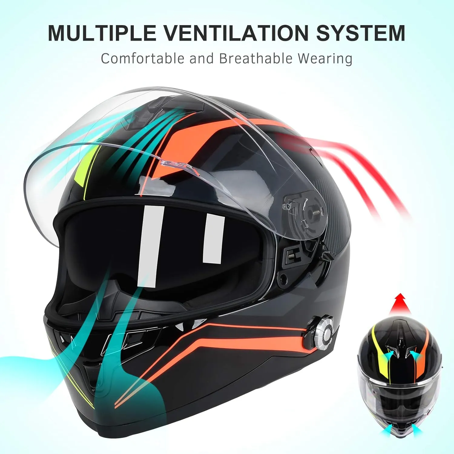 Bluetooth Motorcycle Helmet FreedConn BM12 DOT Full Face Bluetooth Helmets Motorcycle Dual Visor Helmet with Integrated Intercom System/ 2~3 Riders Pair/ 500M/ FM/ MP3/ Voice Dial (Multi-Color, XXL)