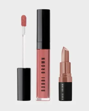 Bobbi Brown Dual Crush Lip Kit - Crushed Oil - Infused Gloss (Free Spirit) and Mini Crushed Lip Color (Bare).