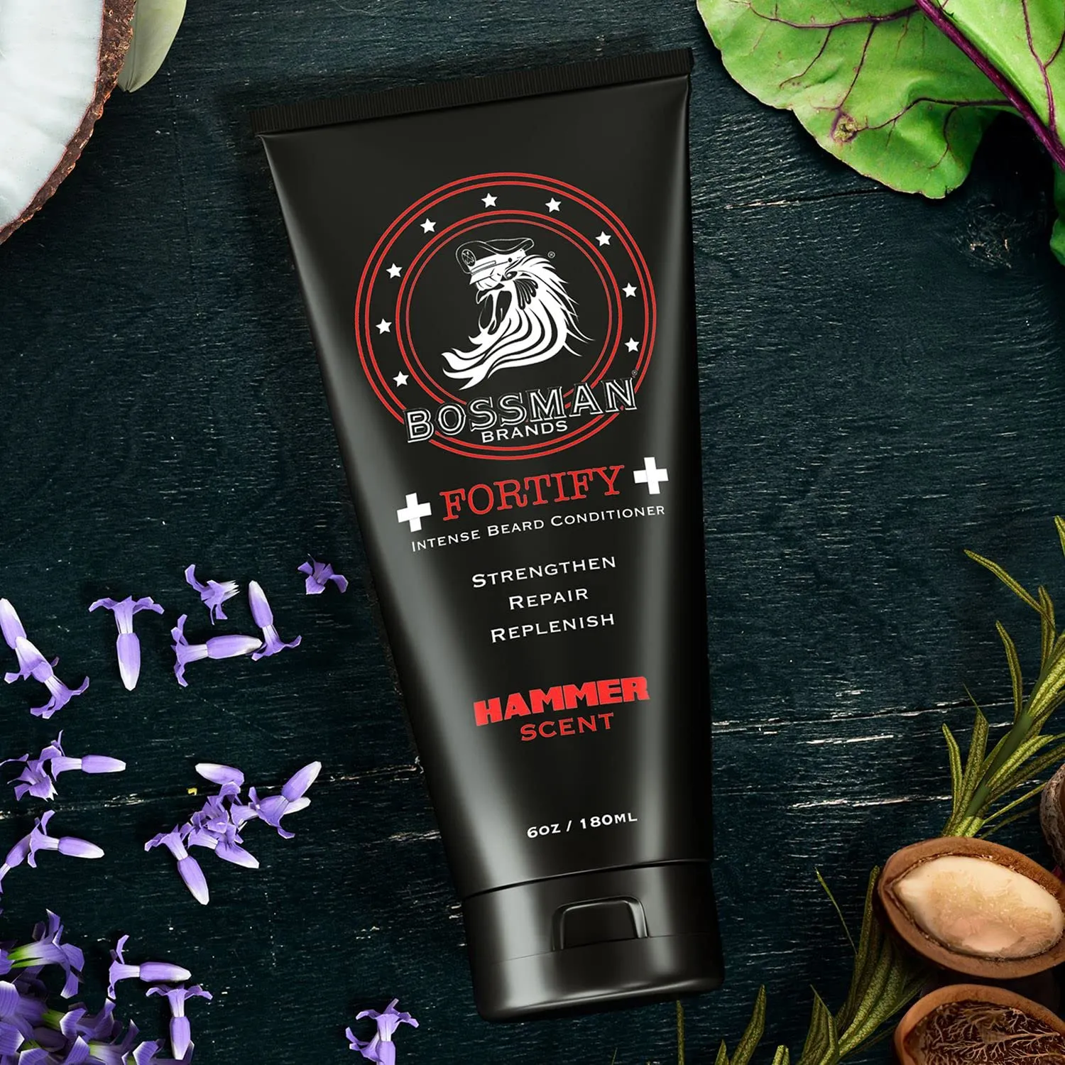 Bossman Fortify Intense Beard Conditioner for Men (Hammer Scent) – Moisturizes, Replenishes & Protects with Natural Ingredients – Thicker Formula, Made in USA
