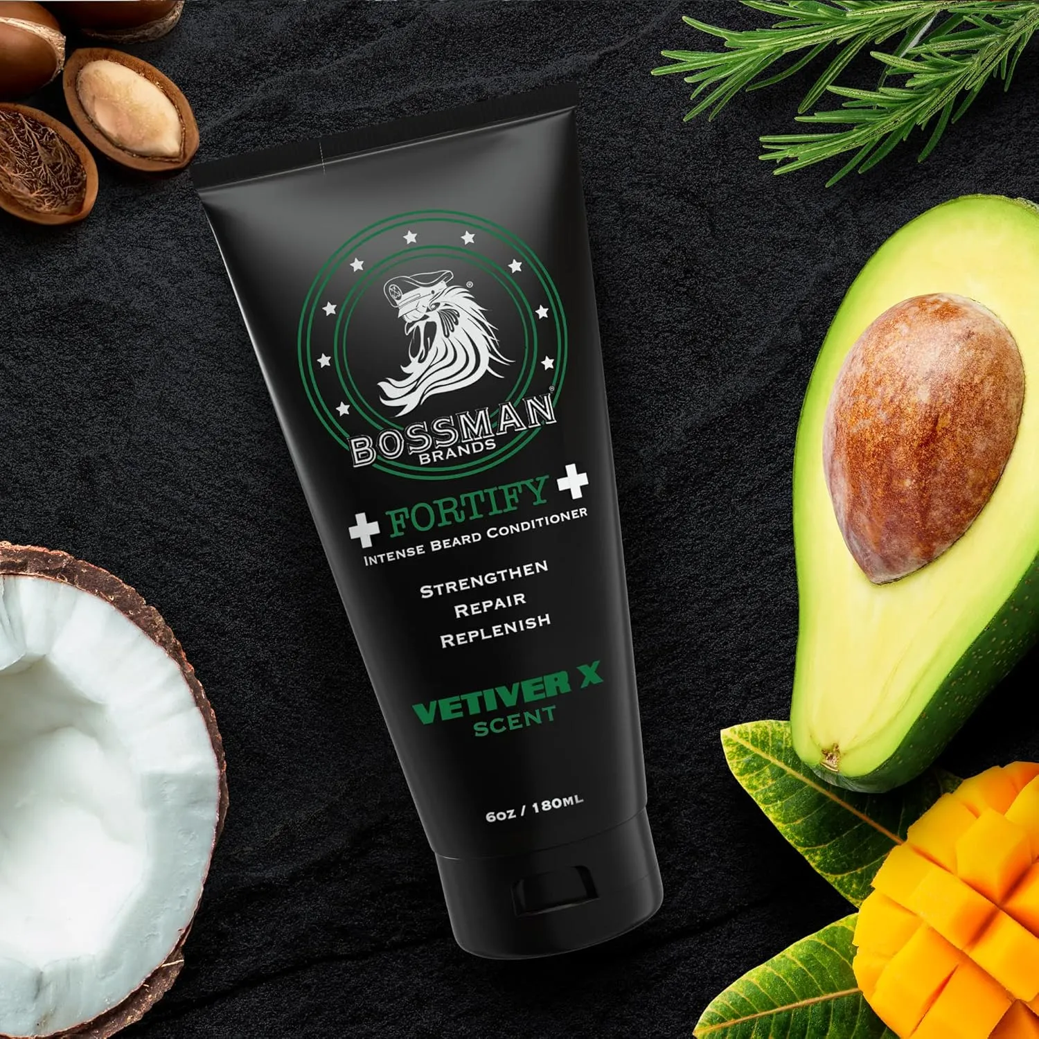 Bossman Fortify Intense Beard Conditioner for Men (Vetiver X Scent) – Moisturizes, Replenishes & Protects with Natural Ingredients – Thicker Formula, Made in USA
