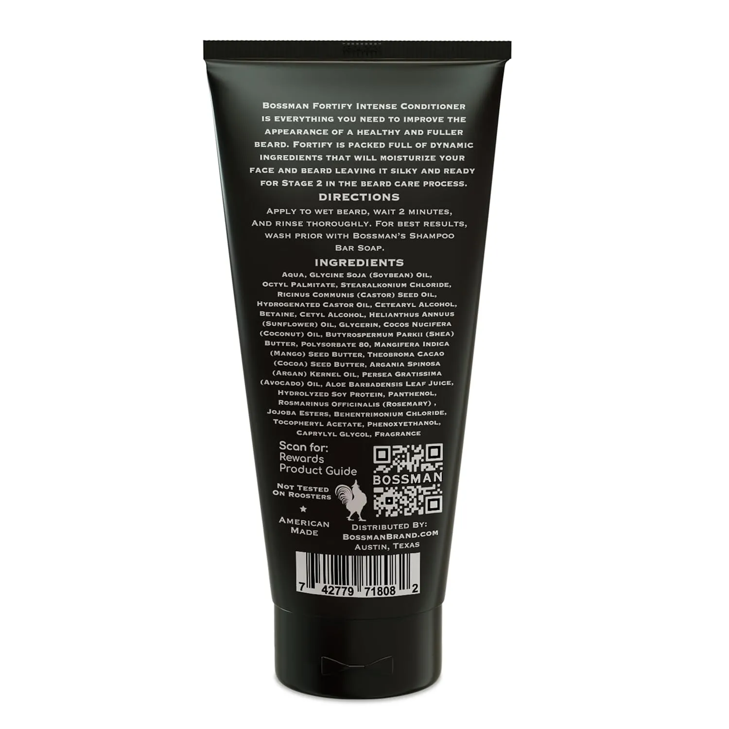 Bossman Fortify Intense Beard Conditioner for Men (Vetiver X Scent) – Moisturizes, Replenishes & Protects with Natural Ingredients – Thicker Formula, Made in USA