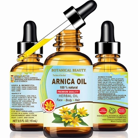 Botanical Beauty ARNICA OIL Arnica Montana Herbal Oil 100% Natural for FACE, SKIN, BODY, HAIR, NAILS 0.5 Fl.oz.- 15 ml Skin Moisturizer Oil, Skin Nourishing Oil