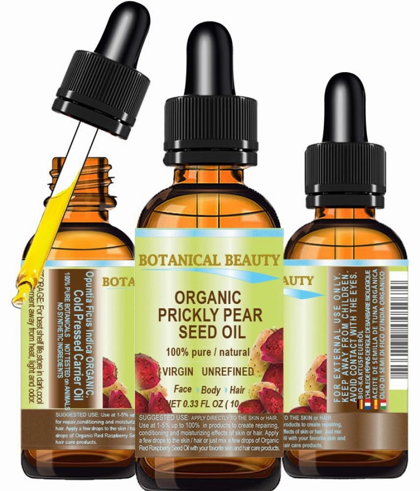Botanical Beauty PRICKLY PEAR CACTUS SEED OIL 100% Pure Natural Undiluted Virgin Unrefined Cold Pressed Carrier oil. 0.33 Fl.oz.- 10 ml. For Face, Skin, Hair, Lip, Nails