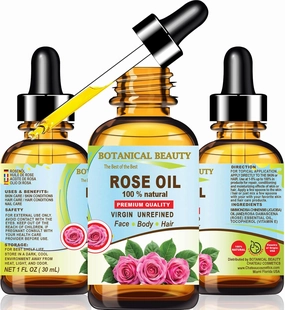 Botanical Beauty Rose Oil Rosa Damascena 100% Natural 1 Fl oz - 30 ml Rose Essential Oil for FACE, Skin, Body, Hair, Nails Beauty Oil, Skin Moisturizer Oil, Nourishing Oil, Perfume, Soap Making