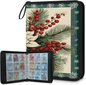 Box Flower Fortune Fruit 3 Ring Trading Zipper Binder Strap, Trading Card Binder 9 Pocket, 900 Pockets Card Holder with 50 Removable Sleeves for Game Cards