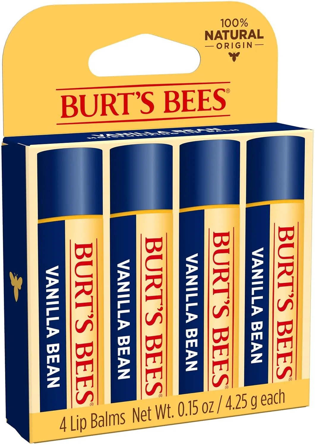 Burt's Bees 100% Natural Moisturizing Lip Balm, Vanilla Bean - 4 Tubes