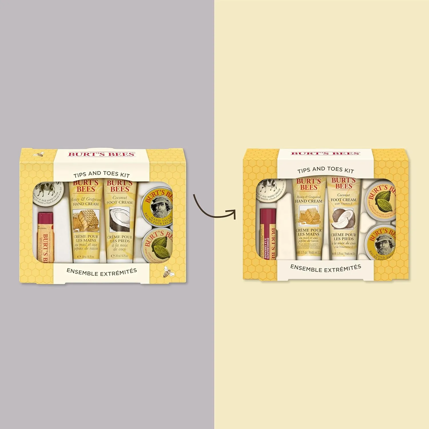 Burt's Bees Gifts Ideas - Tips and Toes Set, 6 Travel Size Products in Gift Box - 2 Hand Creams, Foot Cream, Cuticle, Hand Salve and Lip Balm