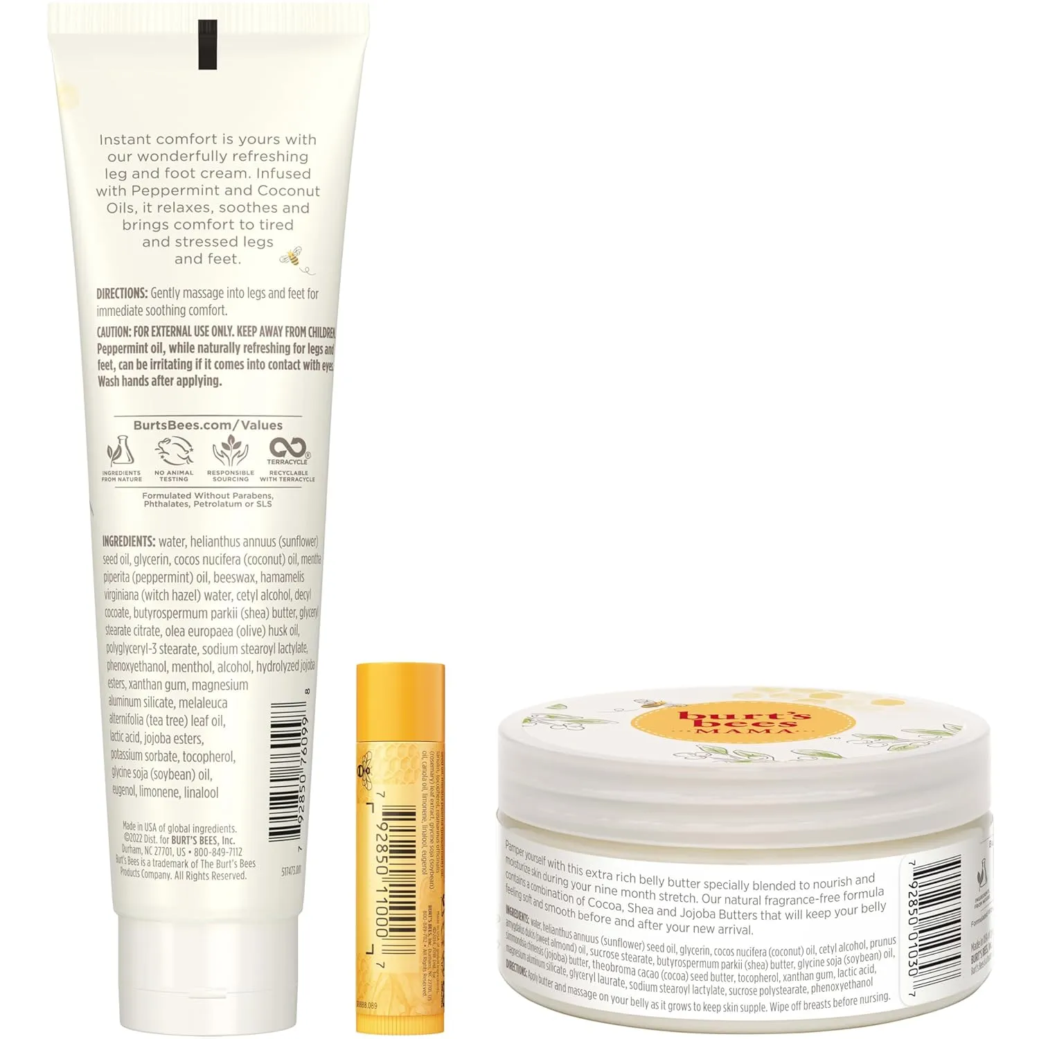 Burt's Bees Pregnancy Essentials Gifts Set, 3 Giftable Baby Shower Products & Must Have Baby Registry Items, Nourishing Skincare - Mama Belly Butter, Original Lip Balm, Leg & Foot Cream
