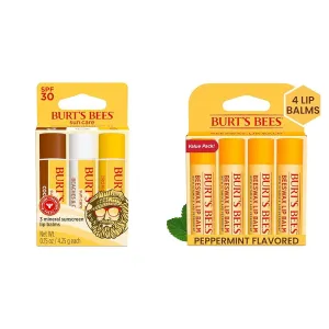 Burt's Bees SPF 30 Lip Balm Bundle with Island Getaway Scents, Original Beeswax, Moisturizing Lip Treatment, 7 Tubes