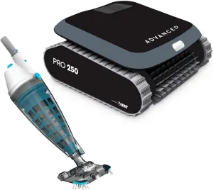 BWT Poolrobot Set Advance PRO 250   PK X-Flow Rechargeable Vacuum | Pool Vacuum Cleaner | Dual Filtration | Robotic Pool Cleaner with Cable | Pool Surface Cleaner | 1 Extra Year Warranty