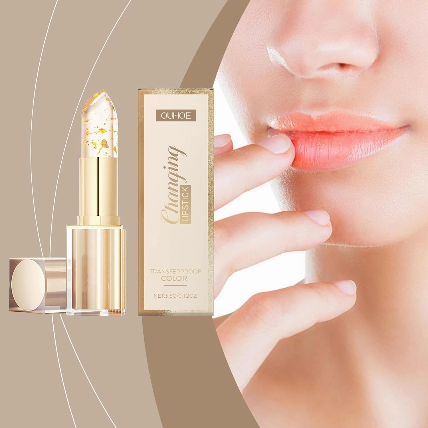 Bymolia Color Changing Lipstick, Bymolia Transferproof Color Changing Lipstick Gold Foil, Long-Lasting 24k Gold Ph Lipsticks Color Changing Lip Gloss, Hydrating Lip Balm for Shine Makeup (3)