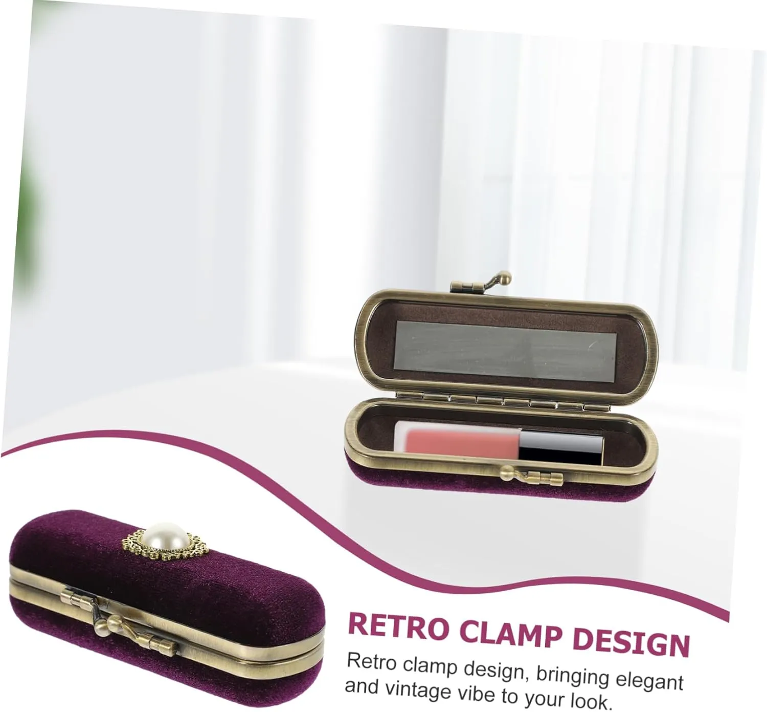 Cabilock Fashion Lipstick Box Lip Balm Organizer Bag Durable Soft Cosmetic Storage Case with Mirror (Purple)