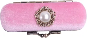 Cabilock Fashion Retro Velvet Lipstick Box Lip Balm Organizer Bag Durable Soft Cosmetic Storage Case with Mirror (Pink)