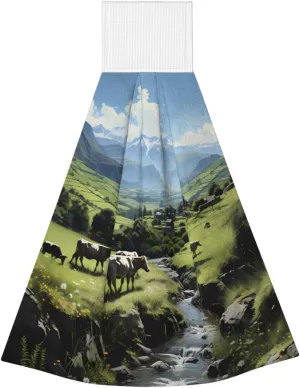Can Hang Adult Portable Towels, Velvet Super Absorbent Kitchen Children's Towels, Alpine Farm Cows Bathroom Kitchen Hanging Towels