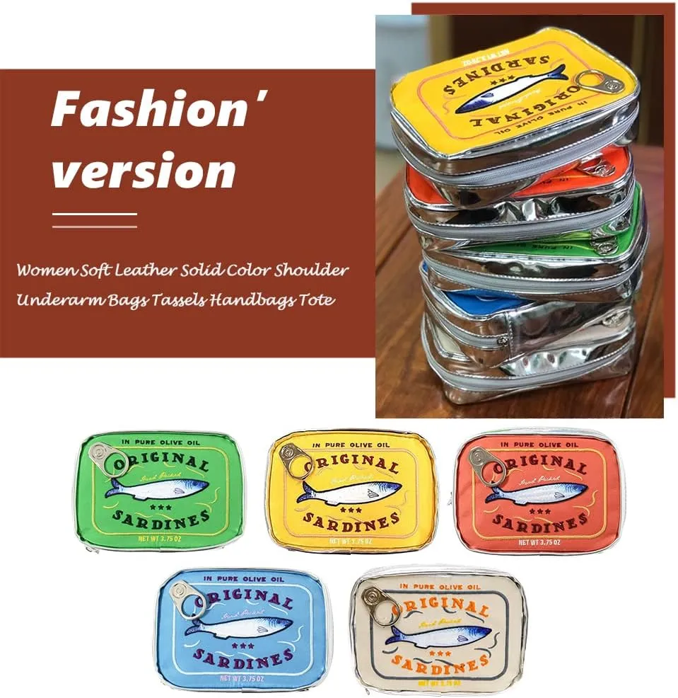 Canned Sardines Makeup Bag, Creative Cute Makeup Bags, Cosmetic Canned Fish Toiletry Bag (Beige)