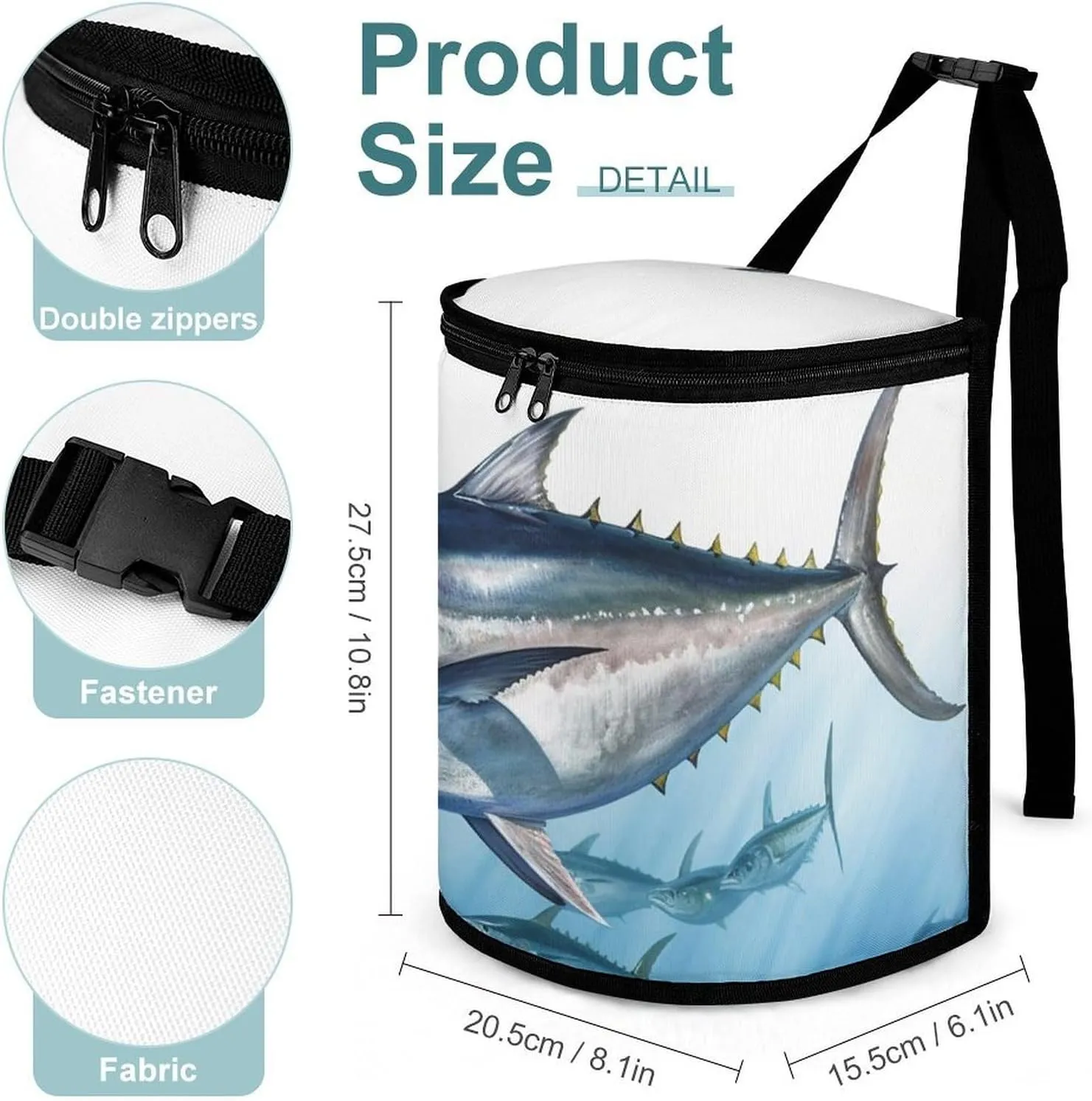 Car Trash Can Bluefin Tuna Thunnus Leak Proof Waterproof Garbage Bag for SUV Truck Camping