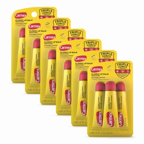 Carmex Classic Medicated Lip Balm Sticks, Lip Moisturizer for Chapped Lips, 18 Count (6 Packs of 3)