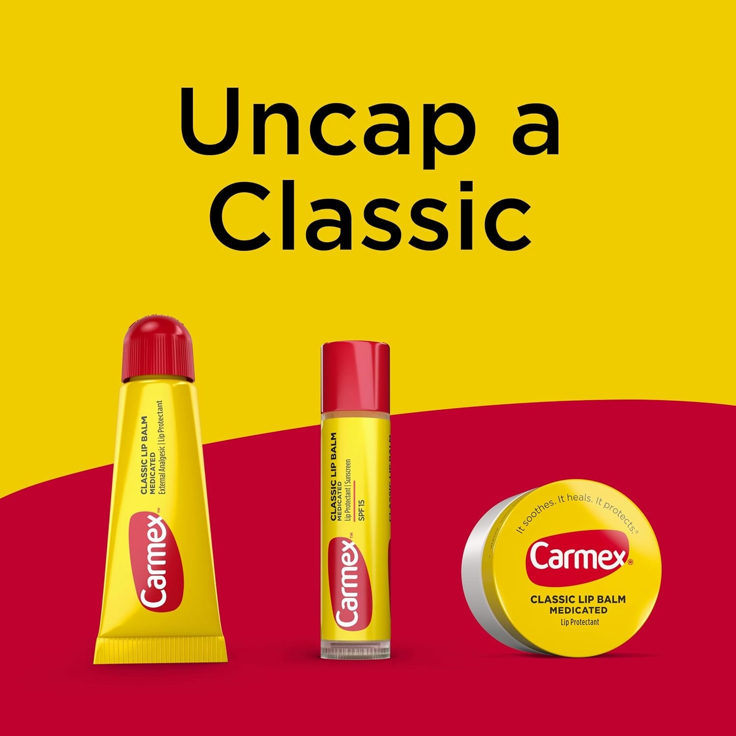 Carmex Classic Medicated Lip Balm Sticks, Lip Moisturizer for Chapped Lips, 18 Count (6 Packs of 3)