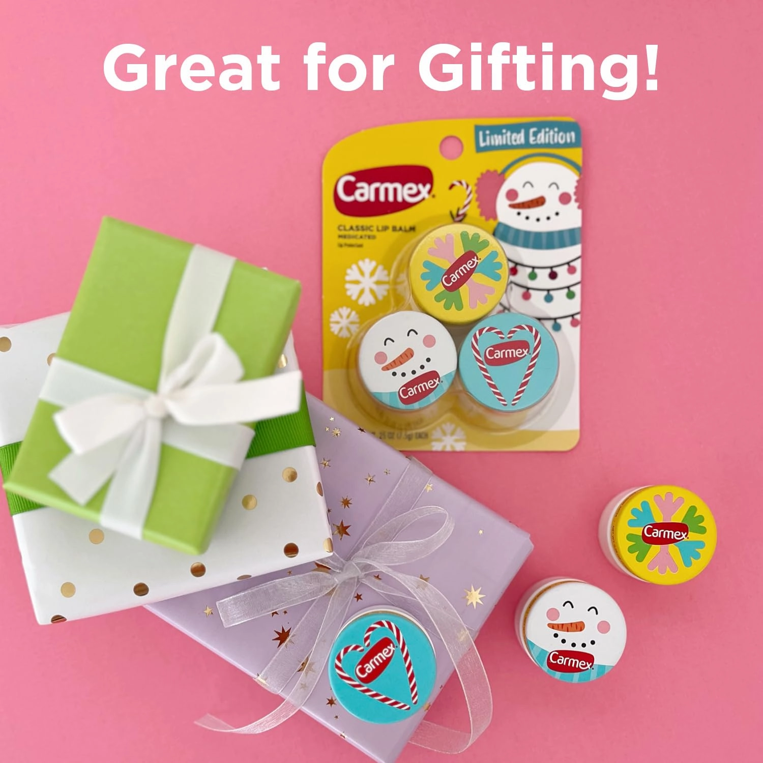 Carmex Medicated Lip Balm Holiday Jars, 9 Count (3 Packs of 3)