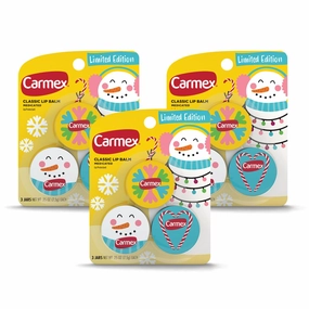 Carmex Medicated Lip Balm Holiday Jars, 9 Count (3 Packs of 3)