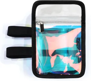 Carnival Leg Bag Holographic Thigh Bag with Adjustable Strap Leg Harness Women Summer Iridescent Travel Hiking Pack(Black,PVC Leg Bag)