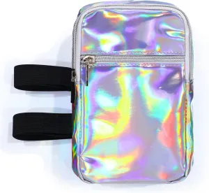 Carnival Leg Bag Holographic Thigh Bag with Adjustable Strap Leg Harness Women Summer Iridescent Travel Hiking Pack(Silver,Leg Bag)