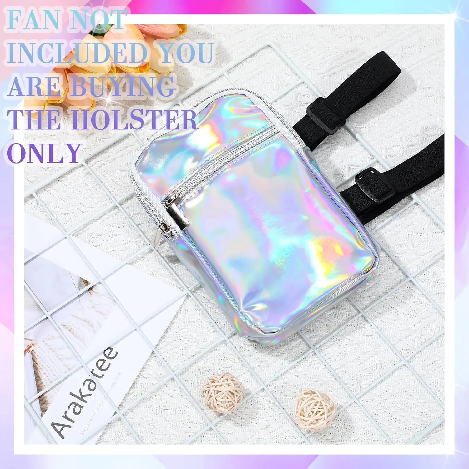 Carnival Leg Bag Holographic Thigh Bag with Adjustable Strap Leg Harness Women Summer Iridescent Travel Hiking Pack(Silver,Leg Bag)