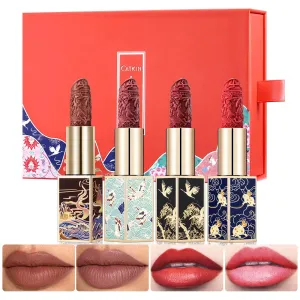 Catkin Lipstick Hydrating High Impact Color Infused with Vitamin E and Avocado Oil Smooth Soft Texture Long Lasting Glow   Matte Finish 4pcs with Gift Box