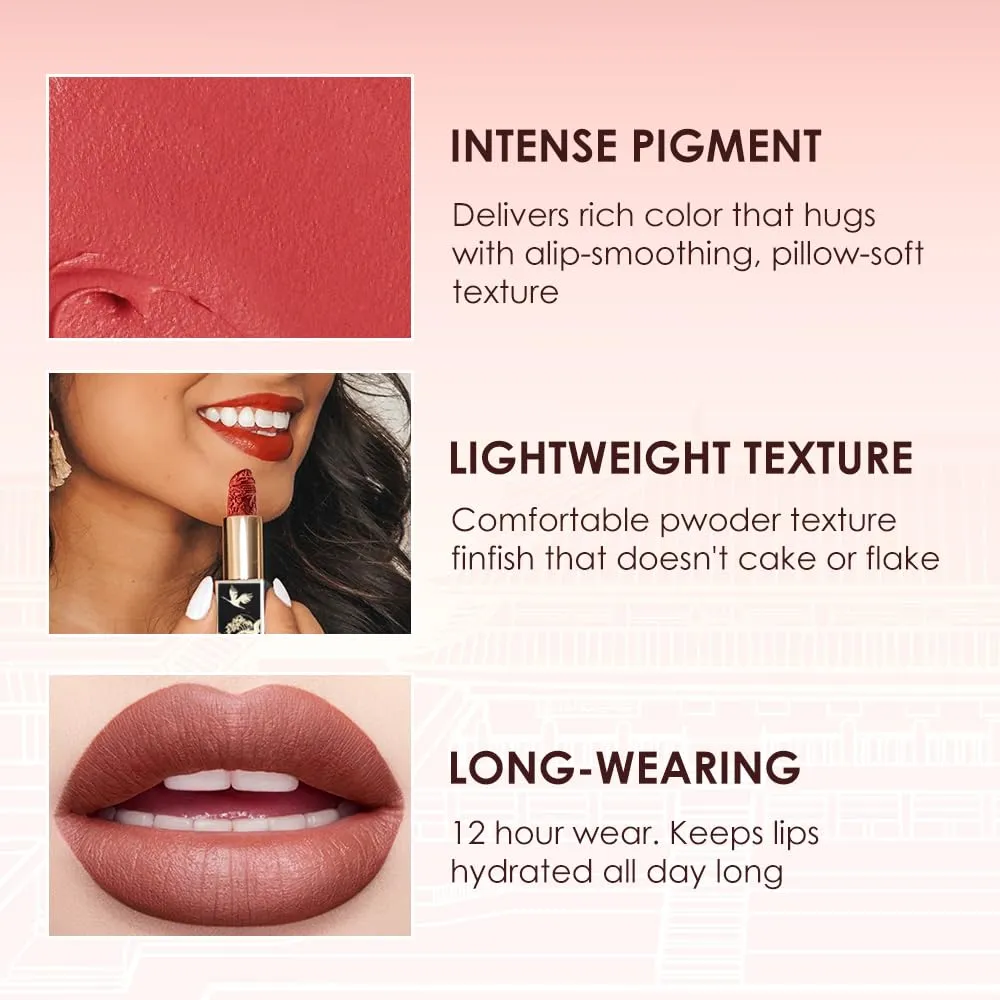 Catkin Moist Lipstick Hydrating High Impact Color Infused with Vitamin E and Avocado Oil Smooth Soft Texture Long Lasting Orang Glow Finish 128