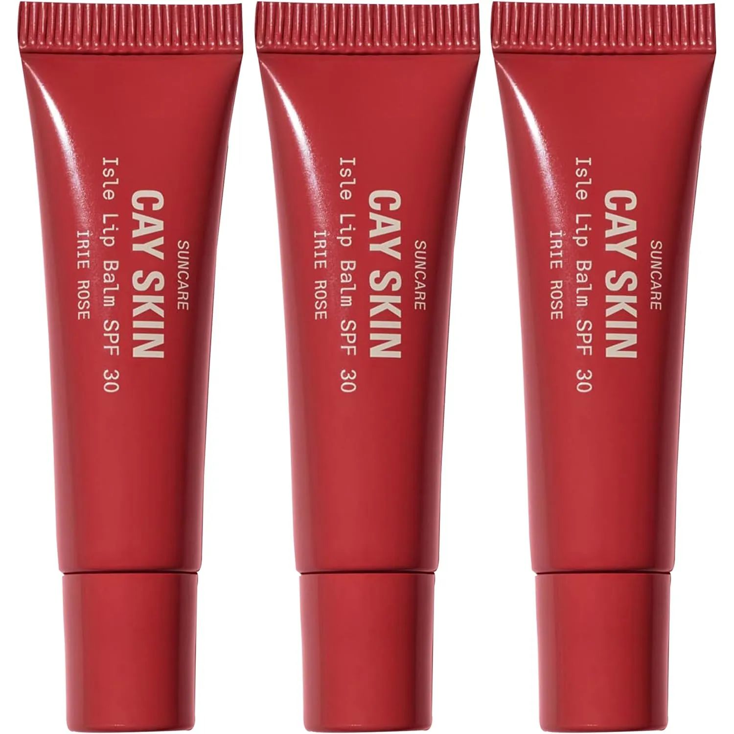 Cay Skin Isle Lip Balm SPF 30 – High Shine, Hydrating, Non-Sticky Lip Gloss in Vanilla Brown Sugar Flavor – Formulated with Natural Ingredients for All Skin Tones – 3-Pack, Irie Rose