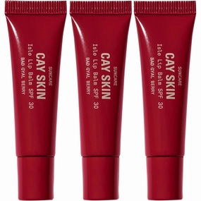 Cay Skin Isle Lip Balm SPF 30 – High Shine, Hydrating, Non-Sticky Lip Gloss in Vanilla Brown Sugar Flavor – Formulated with Natural Ingredients for All Skin Tones – 3-Pack, Bad Gyal Berry