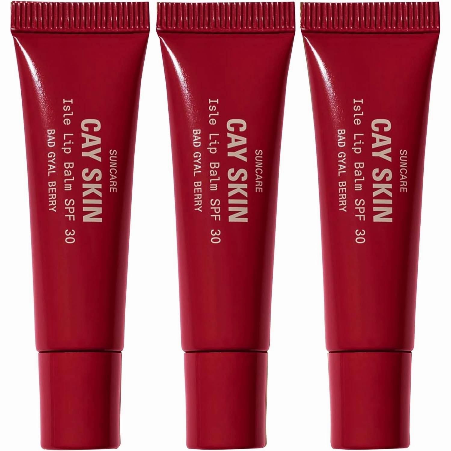 Cay Skin Isle Lip Balm SPF 30 – High Shine, Hydrating, Non-Sticky Lip Gloss in Vanilla Brown Sugar Flavor – Formulated with Natural Ingredients for All Skin Tones – 3-Pack, Bad Gyal Berry