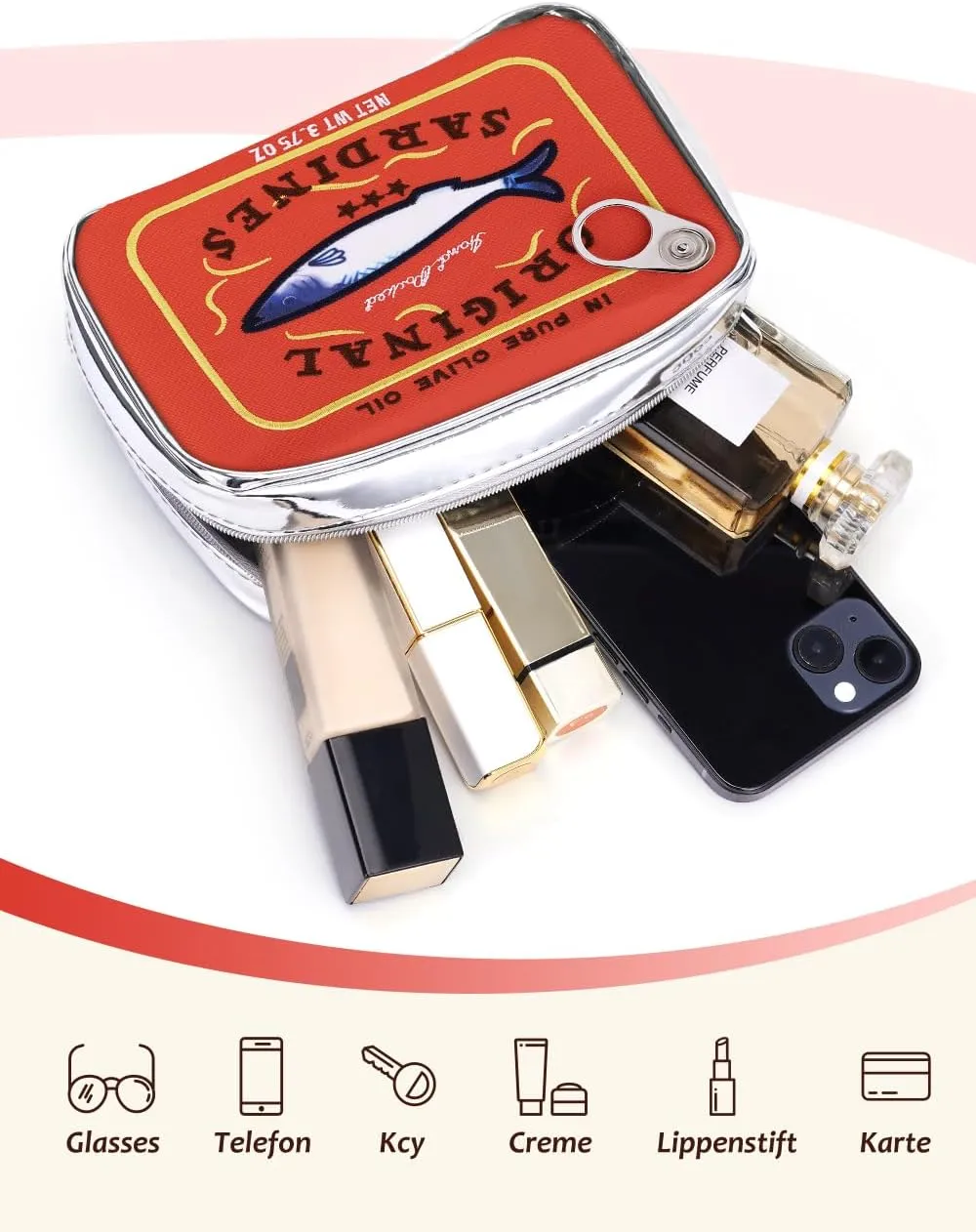 Cessfle Canned Sardines Makeup Bag, Funny Mothers Day Gifts Idea, Creative Cute Makeup Bag Canned Fish Cosmetic Bag - Mothers Day Mom Gifts from Daughter Son, Coquette Makeup Pouch for Women