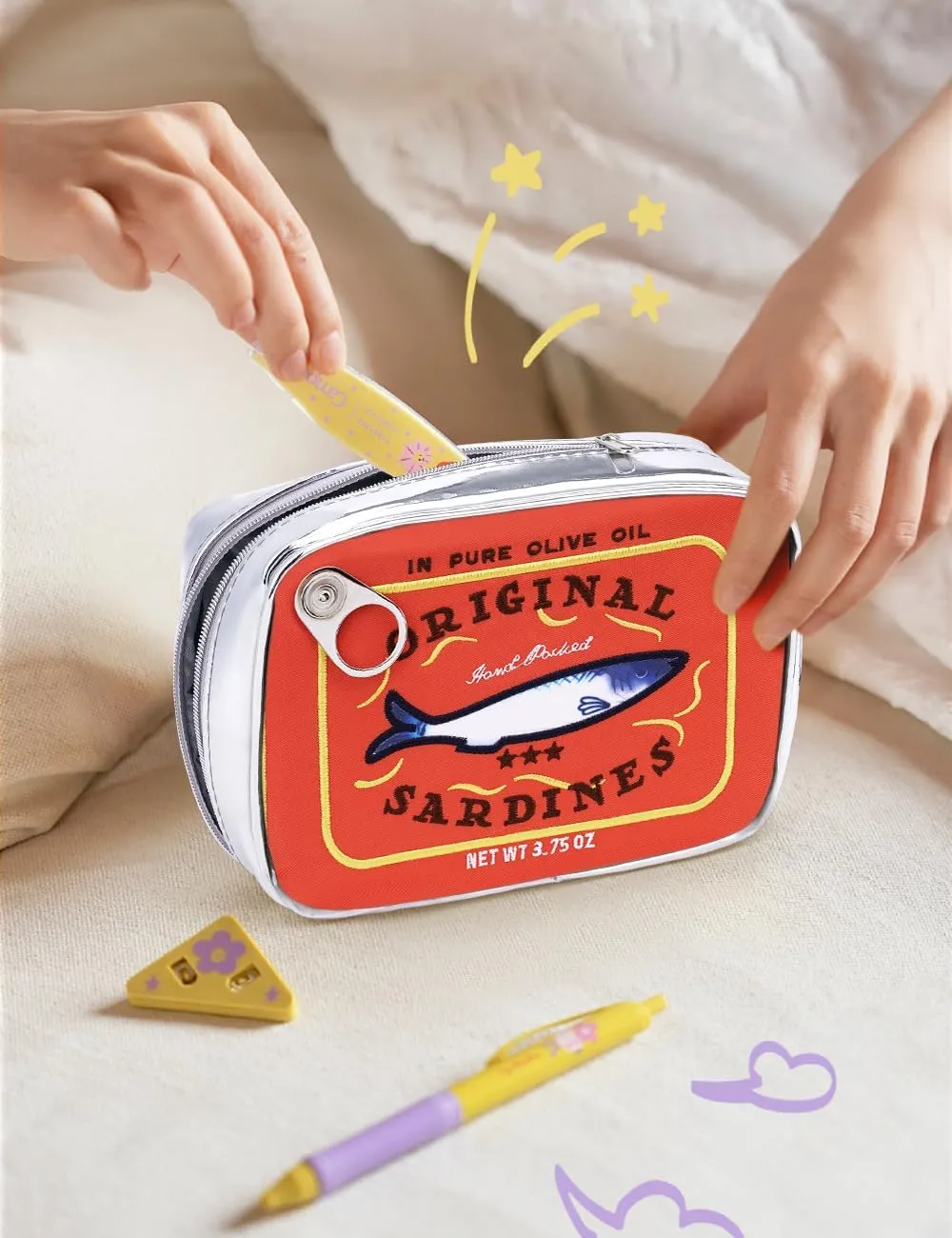 Cessfle Canned Sardines Makeup Bag, Funny Mothers Day Gifts Idea, Creative Cute Makeup Bag Canned Fish Cosmetic Bag - Mothers Day Mom Gifts from Daughter Son, Coquette Makeup Pouch for Women