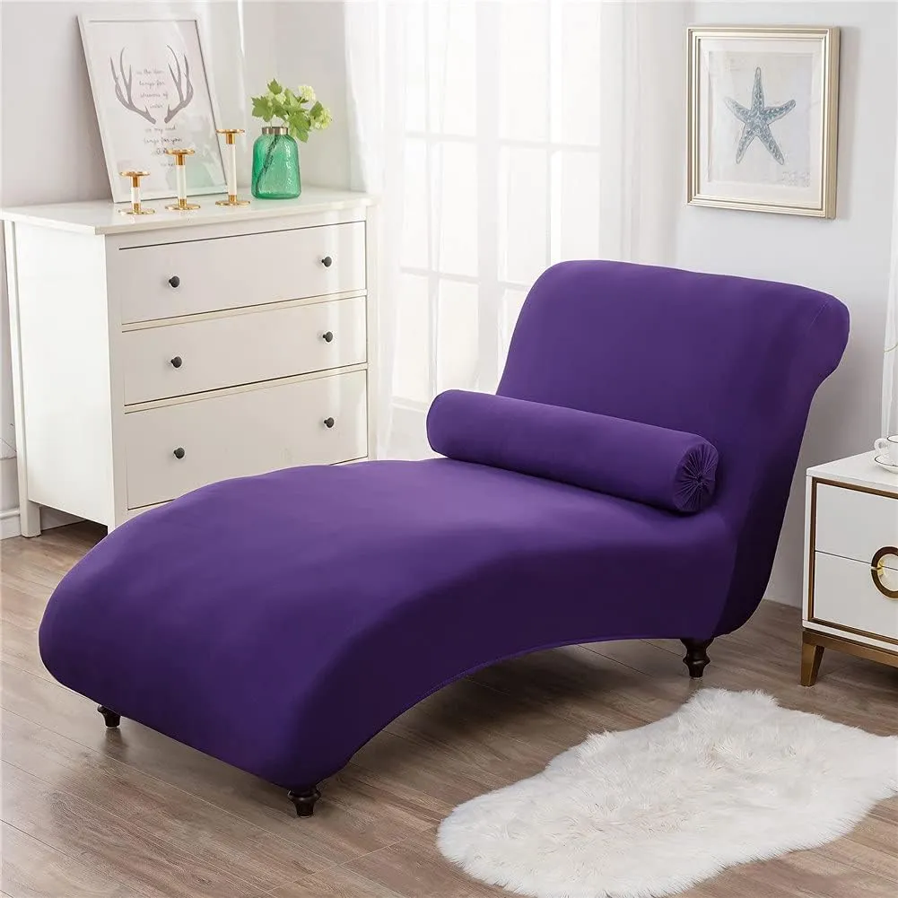 Chaise Lounge Cover Elasticity Slipcover Luxury Chair Cover for Living Room Indoor Furniture Ultra Soft Machine Washable (Purple)