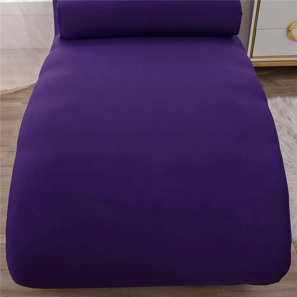 Chaise Lounge Cover Elasticity Slipcover Luxury Chair Cover for Living Room Indoor Furniture Ultra Soft Machine Washable (Purple)
