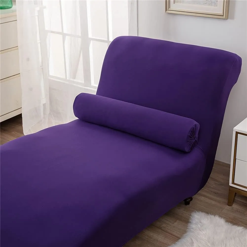 Chaise Lounge Cover Elasticity Slipcover Luxury Chair Cover for Living Room Indoor Furniture Ultra Soft Machine Washable (Purple)
