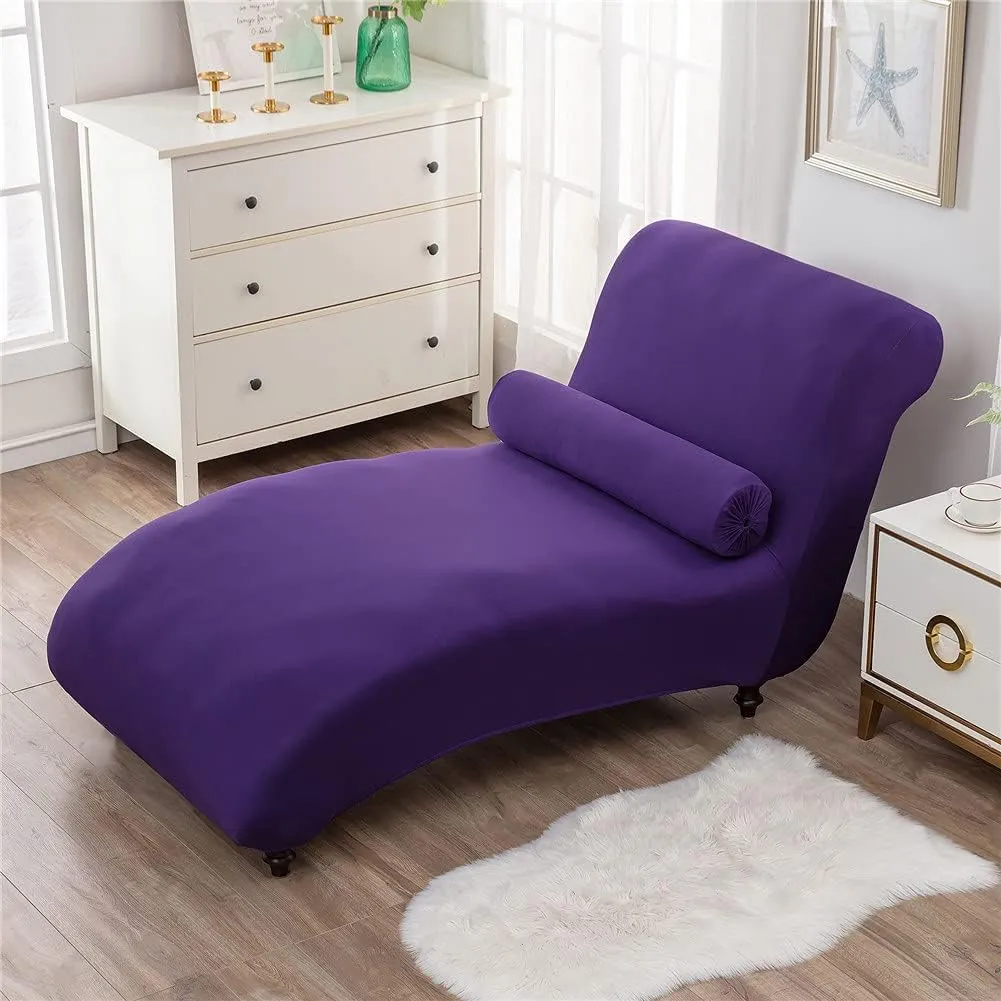 Chaise Lounge Cover Elasticity Slipcover Luxury Chair Cover for Living Room Indoor Furniture Ultra Soft Machine Washable (Purple)