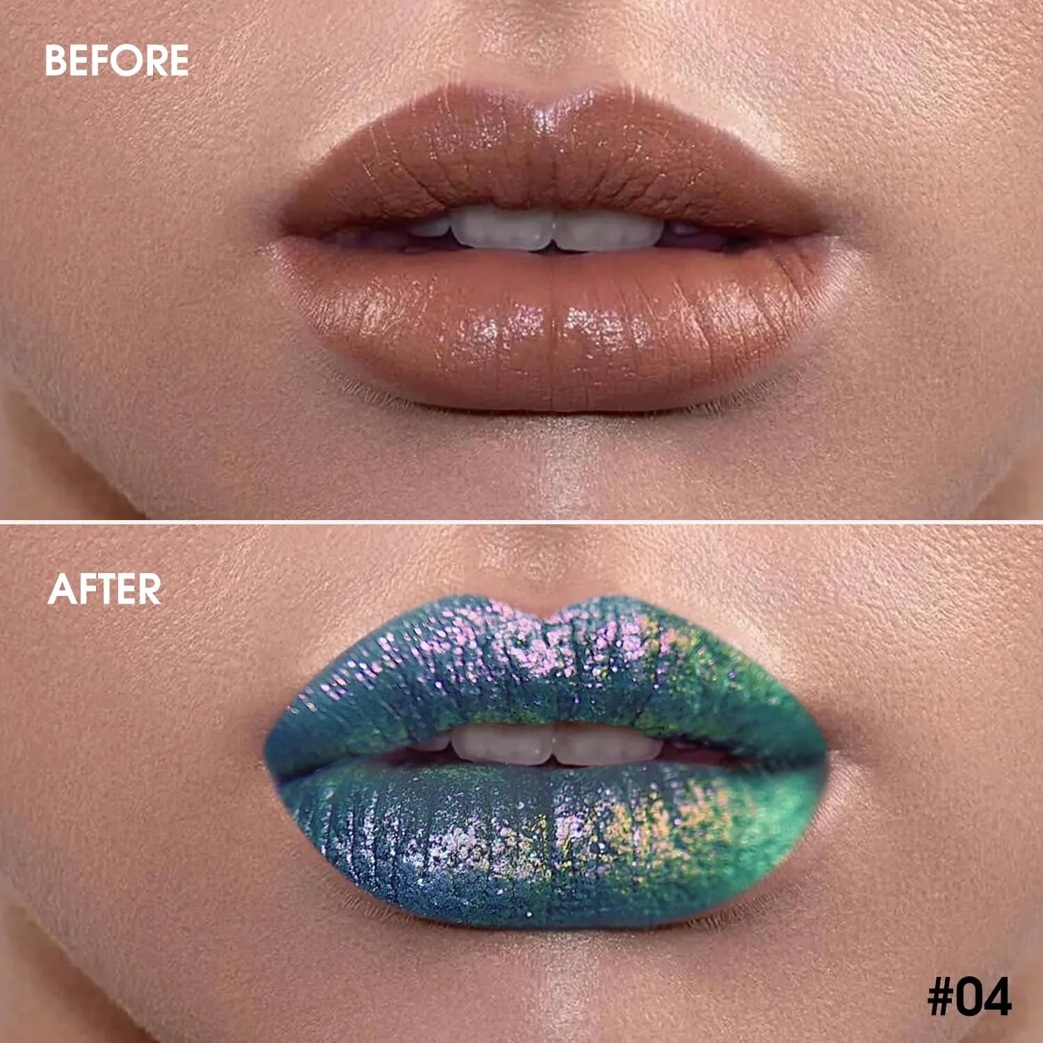 Chameleon Lip Gloss Liquid Blue Green Pimk,Shimmer Metallic Colourful Lipstick for Women Girls Lips Makeup Gift,Hydrating Waterproof and Long Lasting Lip Stain Shiny,Talc-Free .#4