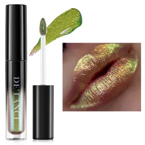 Chameleon Lipstick Blue Green Color,Shimmer Metallic Colourful Lip Gloss for Women Girls Lips Makeup Gift,Hydrating Waterproof and Long Lasting Lip Stick Shiny,Talc-Free，#1