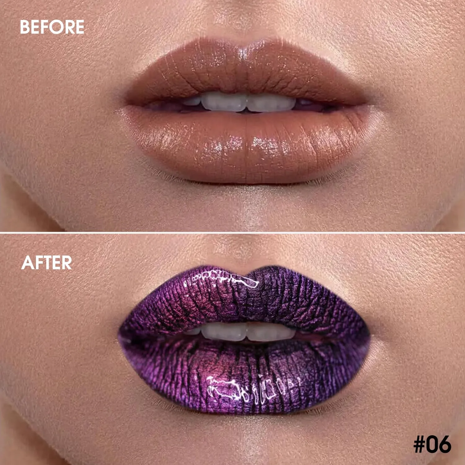 Chameleon Liquid Lipstick Purple Brown Green Color,Shimmer Metallic Colourful Lip Gloss for Women Girls Lips Makeup Gift,Hydrating Waterproof and Long Lasting Lip Stick Shiny,Talc-Free,#6