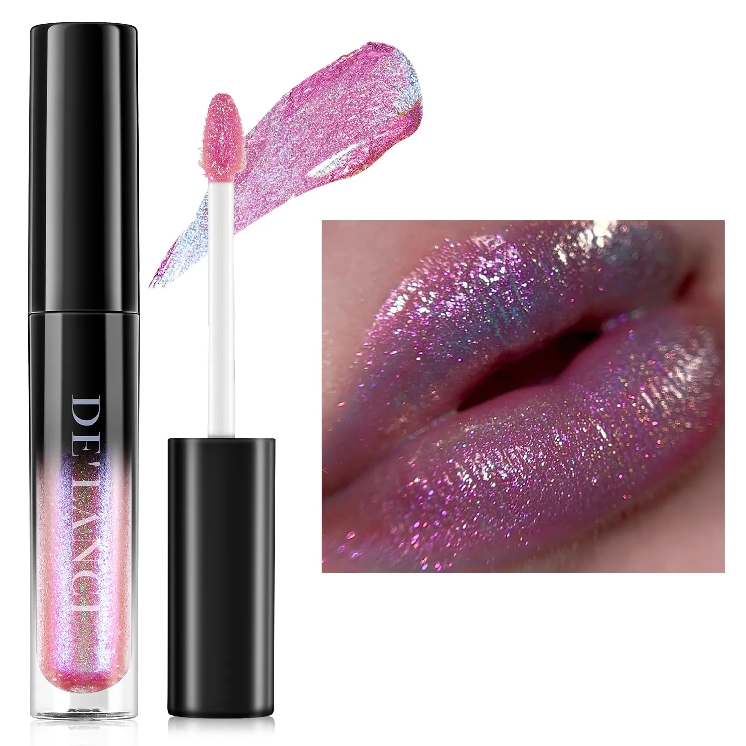 Chameleon Liquid Lipstick Purple Green Color,Shimmer Metallic Colourful Lip Gloss for Women Girls Lips Makeup Gift,Hydrating Waterproof and Long Lasting Lip Stick Shiny,Talc-Free,#3