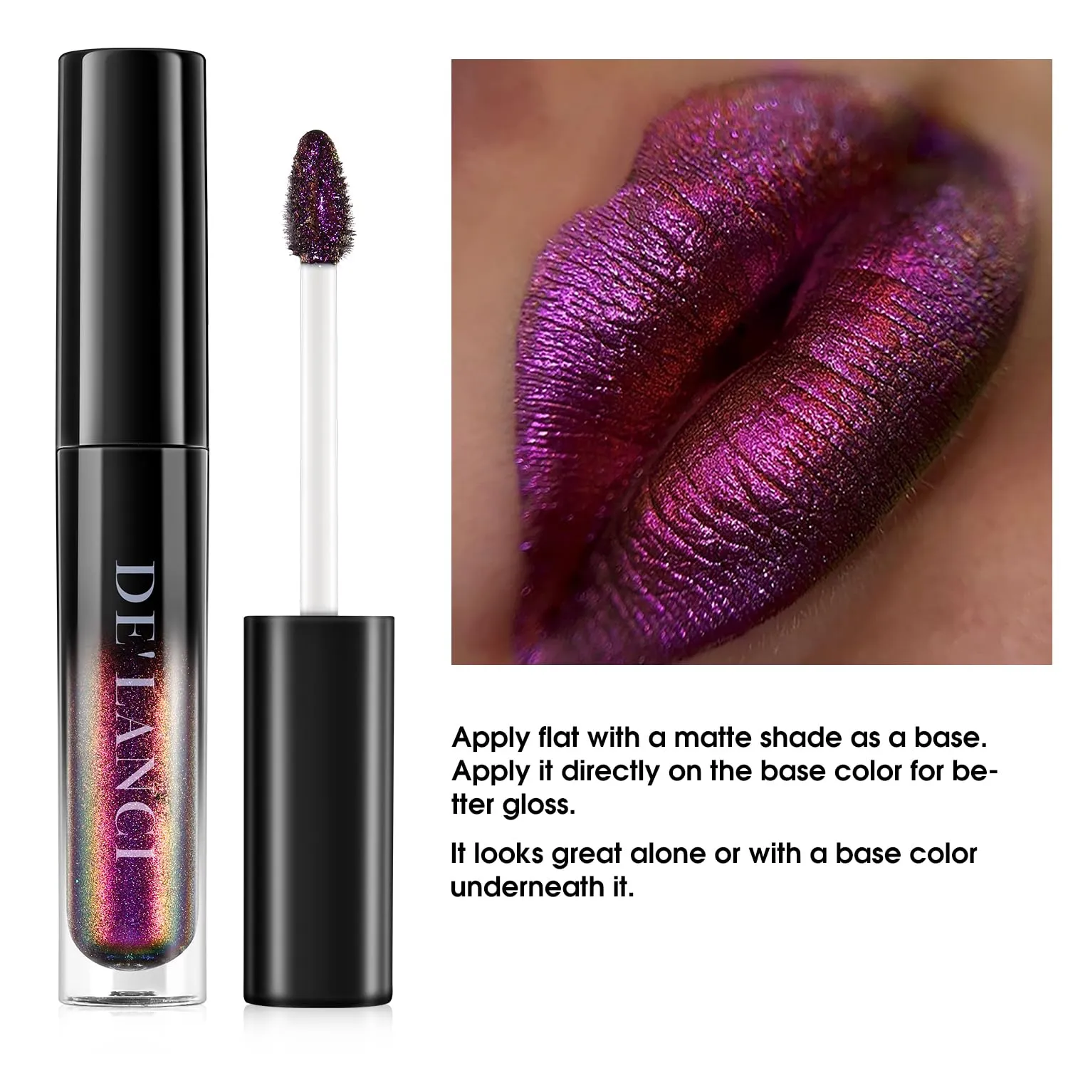 Chameleon Liquid Lipstick Purple Green Color,Shimmer Metallic Colourful Lip Gloss for Women Girls Lips Makeup Gift,Hydrating Waterproof and Long Lasting Lip Stick Shiny,Talc-Free,#3