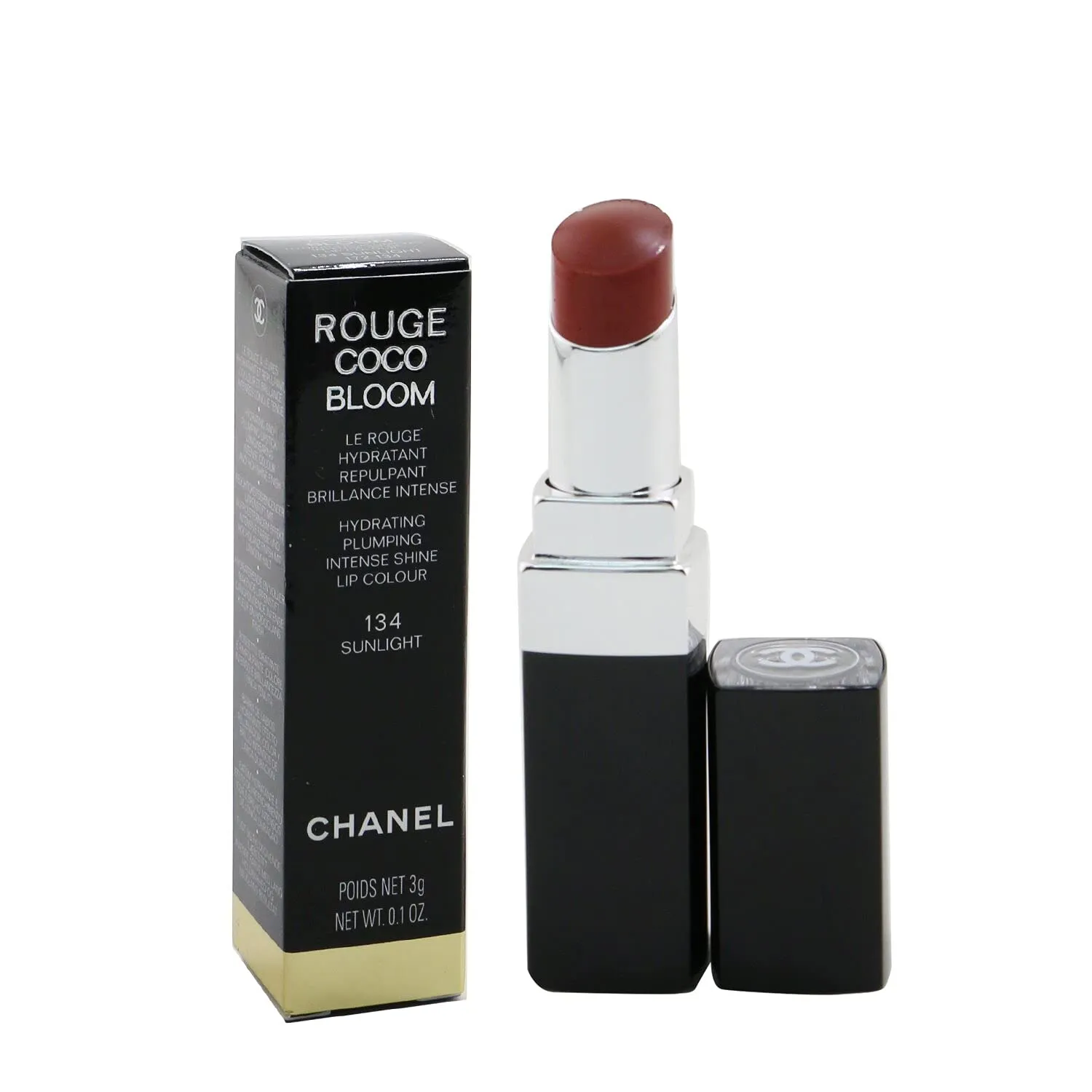 CHANEL Rouge Coco Bloom Hydrating Plumping Intense Shine Lip Colour 134 Sunlight 0.1 oz