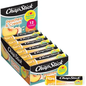 ChapStick Bulk Lip Balm, Peaches & Cream, 12-Pack – Juicy Sweet & Creamy Moisturizer for Dry Lips, 0.15 Oz