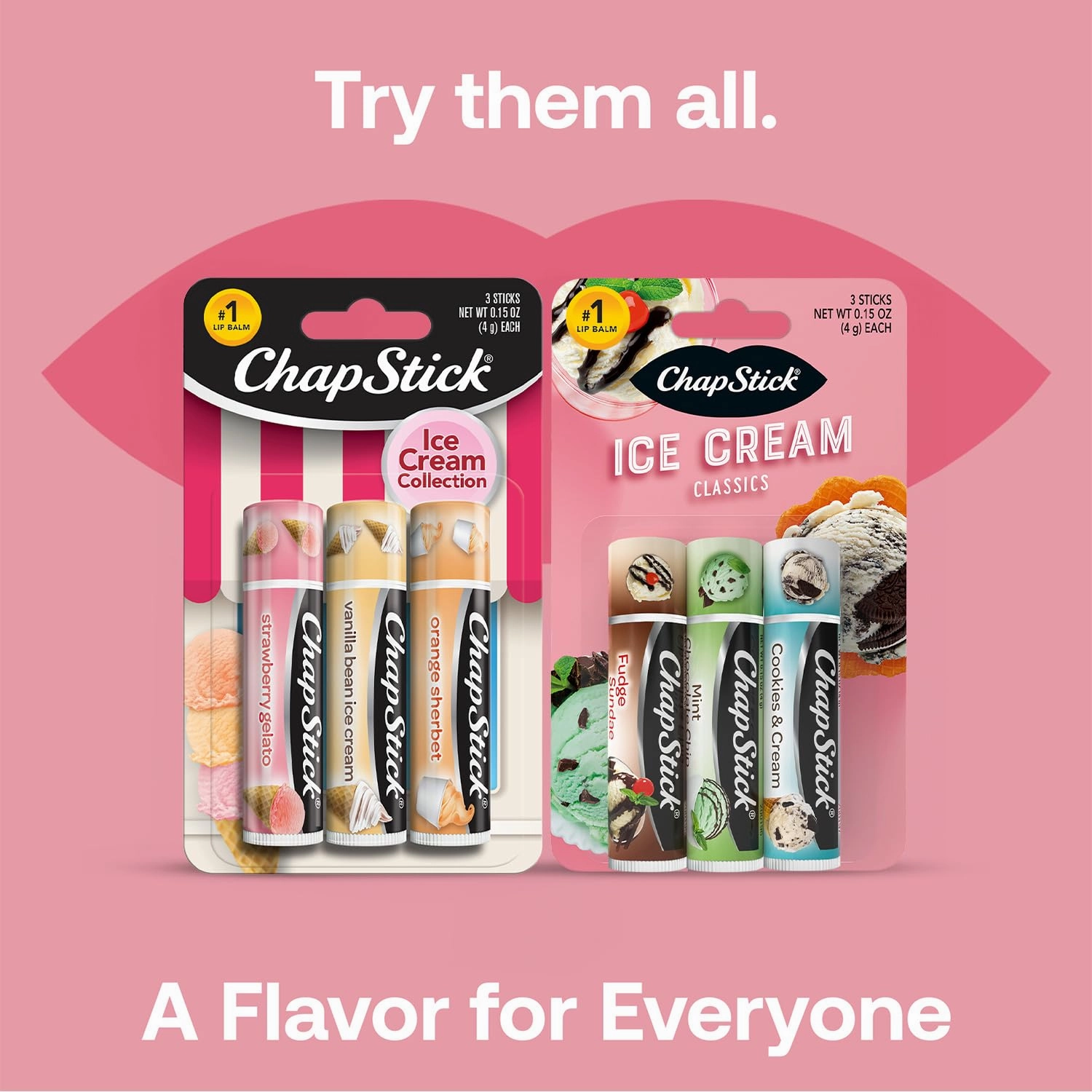 ChapStick Lip Care Set, Ice Cream Collection 3-Pack – Strawberry Gelato, Vanilla Bean Ice Cream, Orange Sherbet Lip Balm, 0.15 Oz Ea