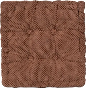 ChezMax Floor Pillow & Cushion, Large Meditation Chair Cushion, Thick Square Seat Pad, Soft Velvet Tufted Seating Pouf for Indoor/Outdoor Yoga Bench Rocking Chair Room Tatami Sofa, Coffee 18"x18"