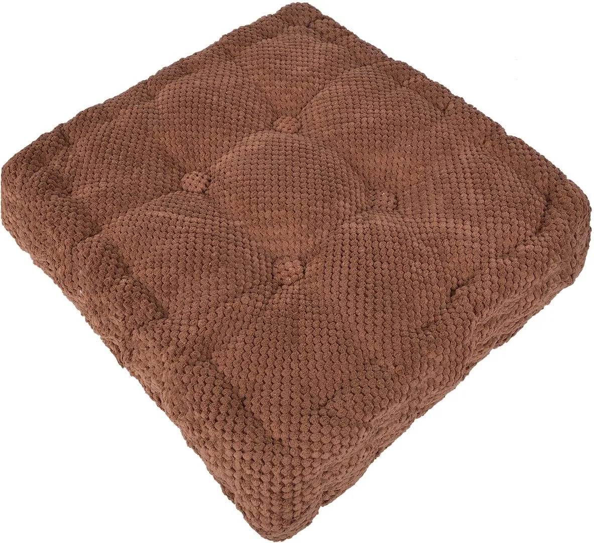 ChezMax Floor Pillow & Cushion, Large Meditation Chair Cushion, Thick Square Seat Pad, Soft Velvet Tufted Seating Pouf for Indoor/Outdoor Yoga Bench Rocking Chair Room Tatami Sofa, Coffee 20"x20"