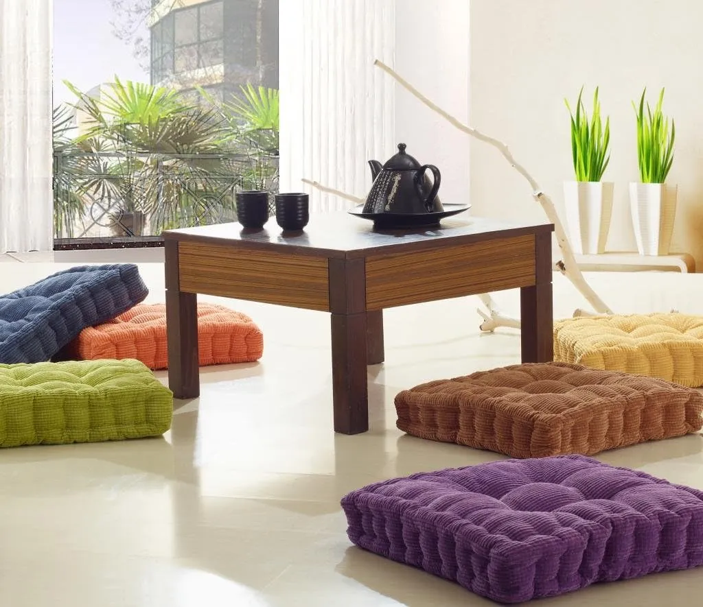 ChezMax Floor Pillow & Cushion, Large Meditation Chair Cushions, Thick Square Seat Pad, Soft Velvet Tufted Seating Pouf for Indoor/Outdoor Yoga Bench Rocking Chair Room Tatami Sofa, Brown 18" x 18"